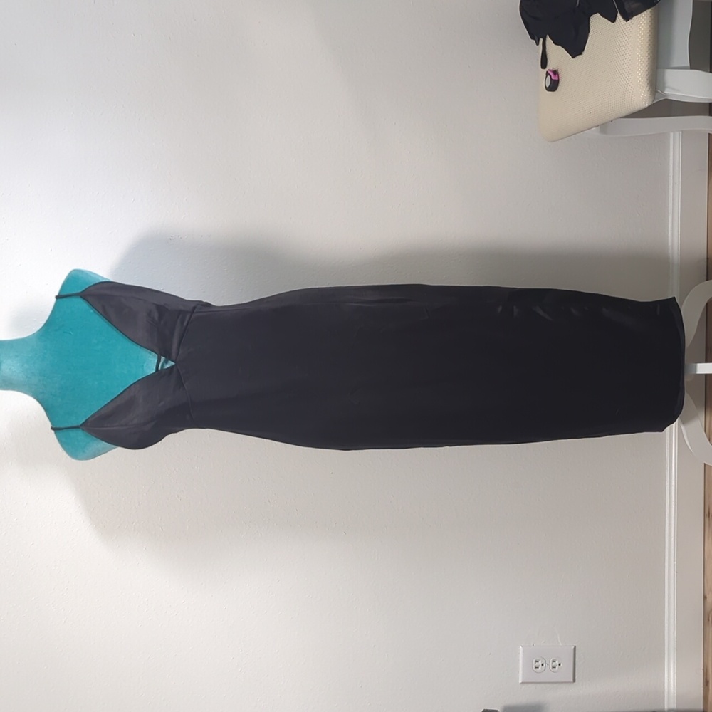 Black Satin Slip Dress with Spaghetti Straps